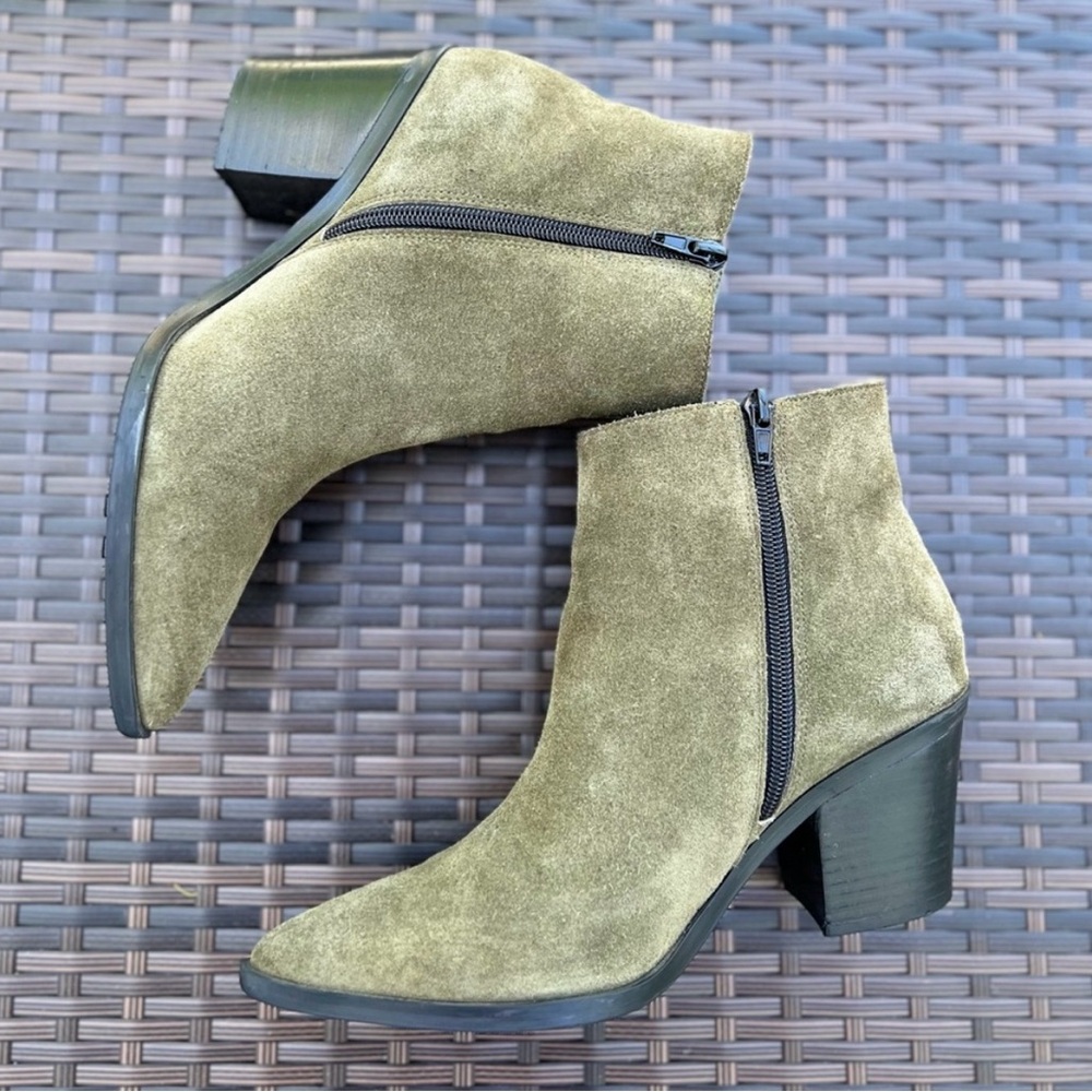 Olive Suede Ankle Boots